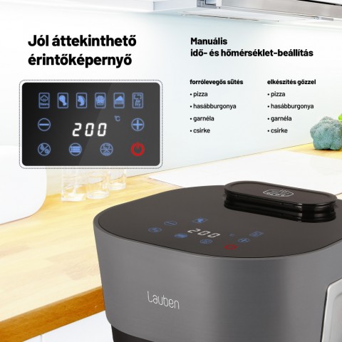 Lauben Glass SteamAir Fryer 4500BG - Forró levegős fritőz Üvegkosaras